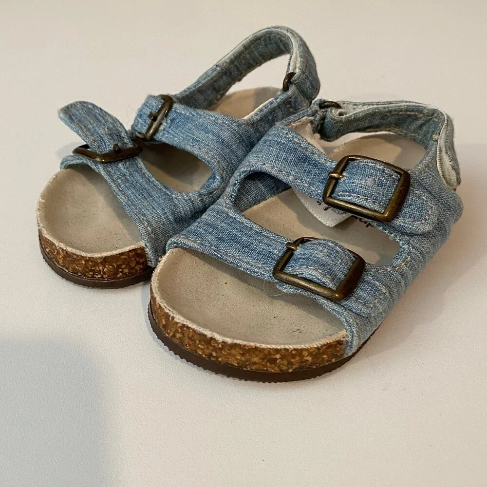 Baby Gap Okaida‎ Chambray Sandals Size 3–6M Denim Buckle Soft Sole